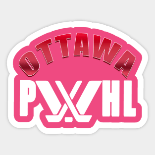 Gradient red Ottawa with white pwhl logo Sticker